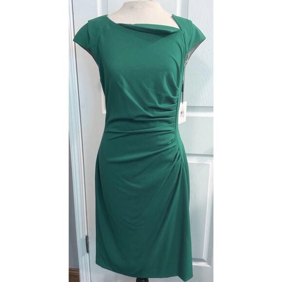 Calvin Klein Dresses & Skirts - Calvin Klein NWT Career Dress Sz 6 Kelly Green Ruched Cap Sleeve Lined Office